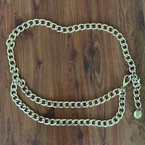 B.Low the belt gold chunky chain layered chain belt Gissel